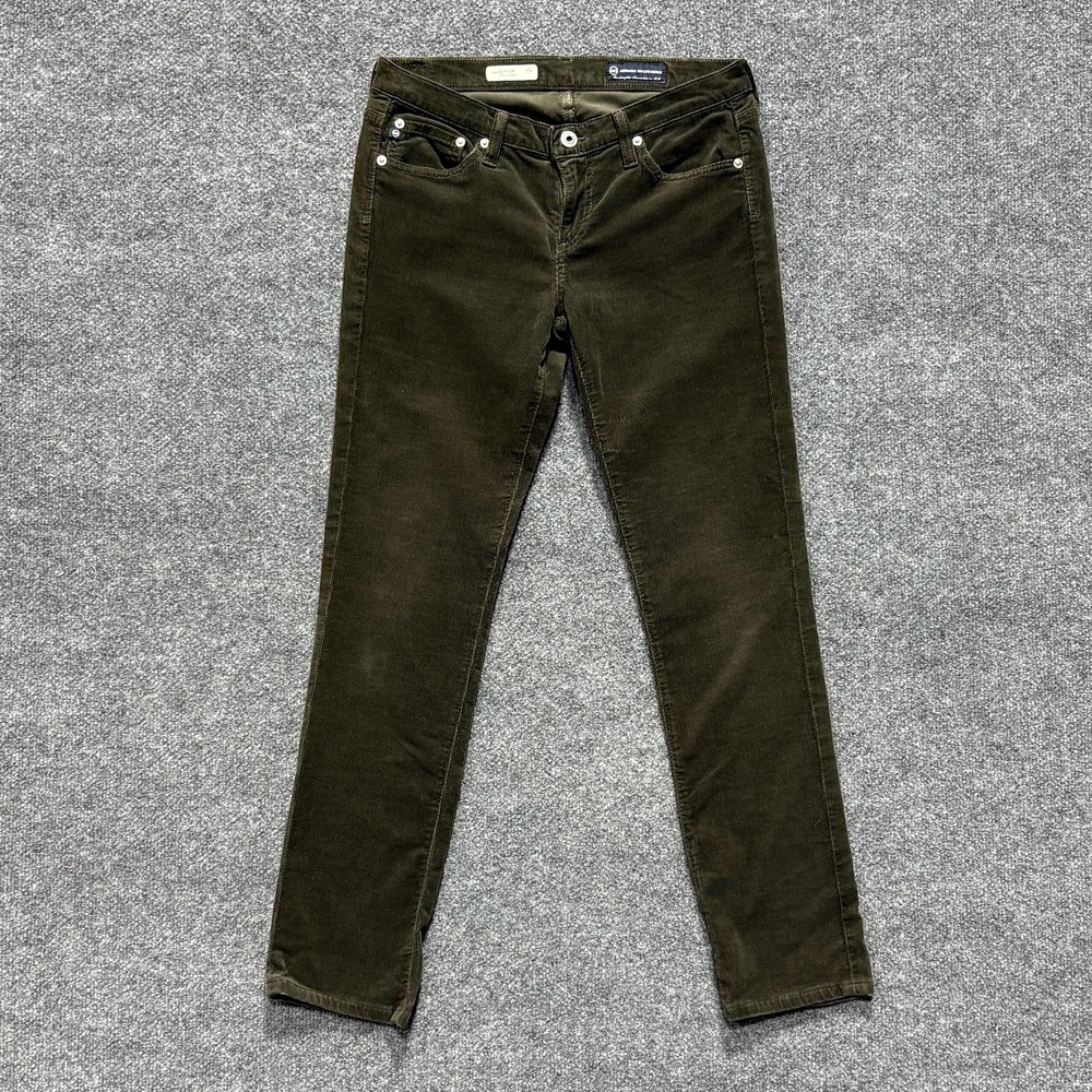 AG Adriano Goldschmied Jeans Womens 30 Green Stevie Mid Rise Straight Corduroy